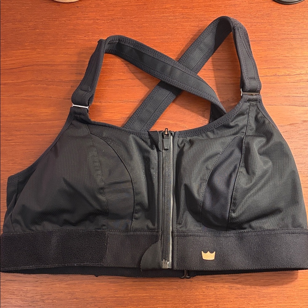 SHEFIT Black Front-Zip Adjustable Crossback Ultimate Sports Bra®️ High Impact